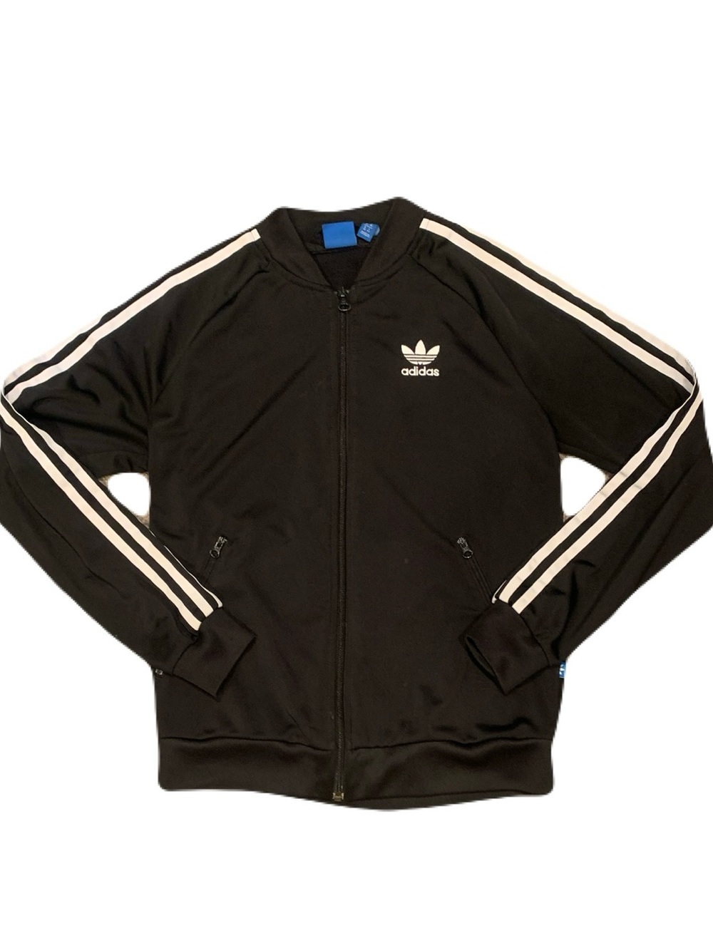 adidas Black Track Jacket White Trefoil and Stripes